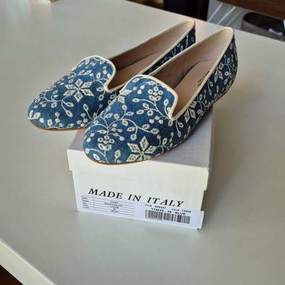 Sundance Italian Leather + Canvas Donna Flats - Brand New In Box - Picture 4 of 15